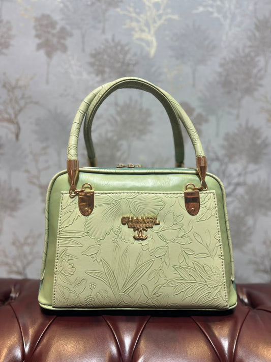 Floral Embossed Structured Handbag