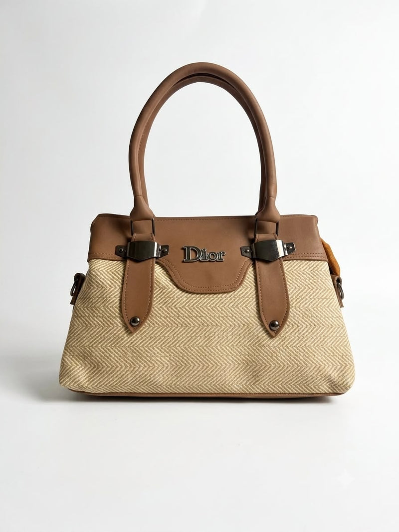 Structured Woven Shoulder Tote Bag