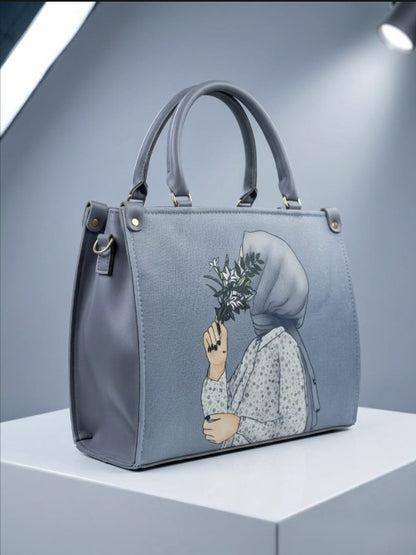 La Fleur Hijabi grey handbag side angle view