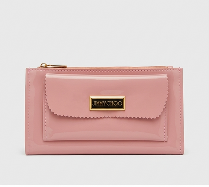 Blush Pink Patent Envelope Clutch with Gold Hardware