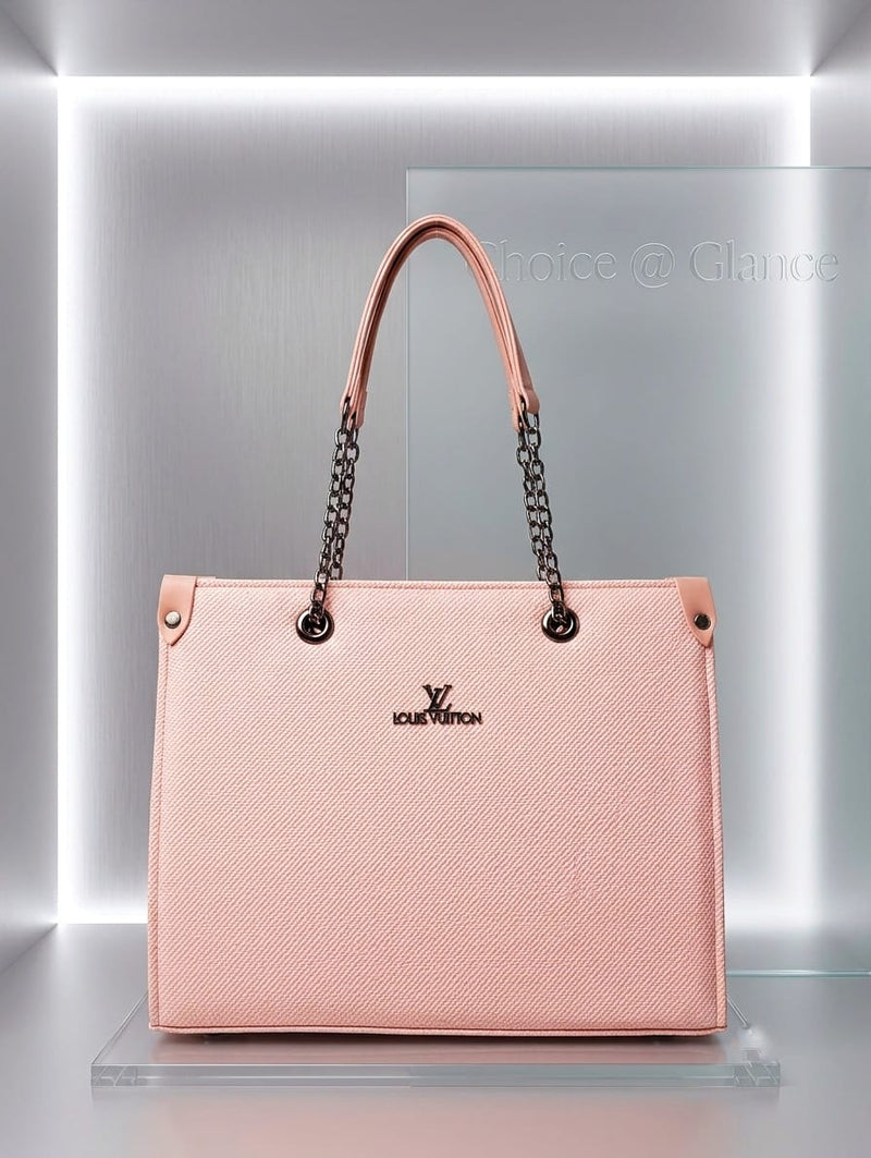 Blush Élégance Chain-Strap Tote — Rose Pink
