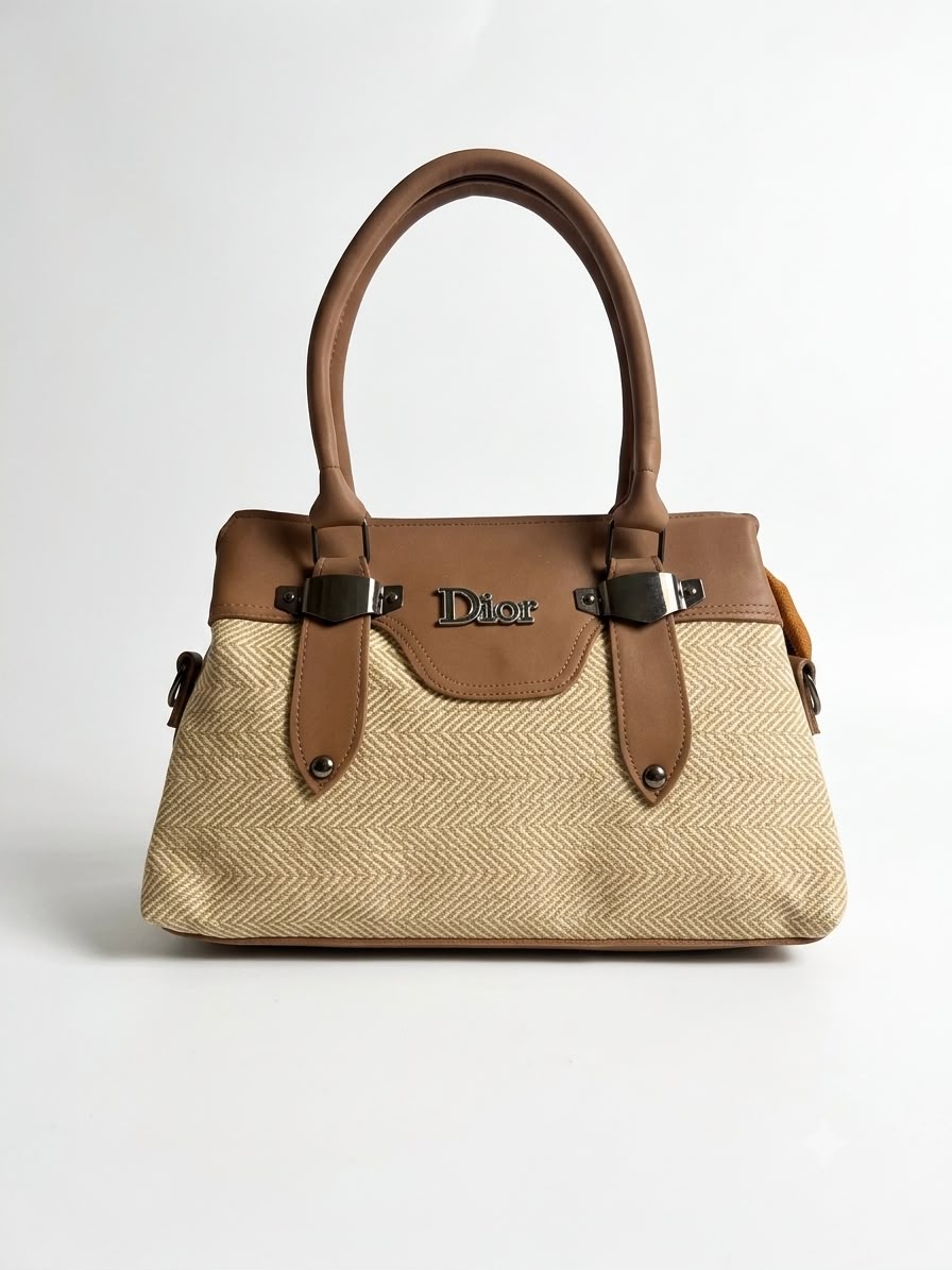 Structured Woven Shoulder Tote Bag