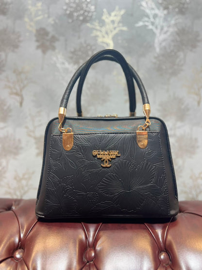 Floral Embossed Structured Handbag