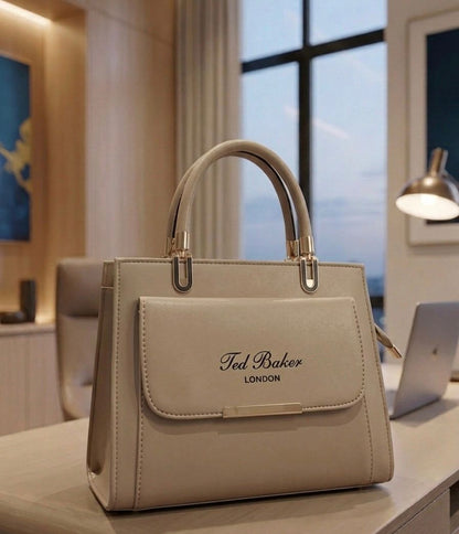 Executive Structured Tote Bag - Beige
