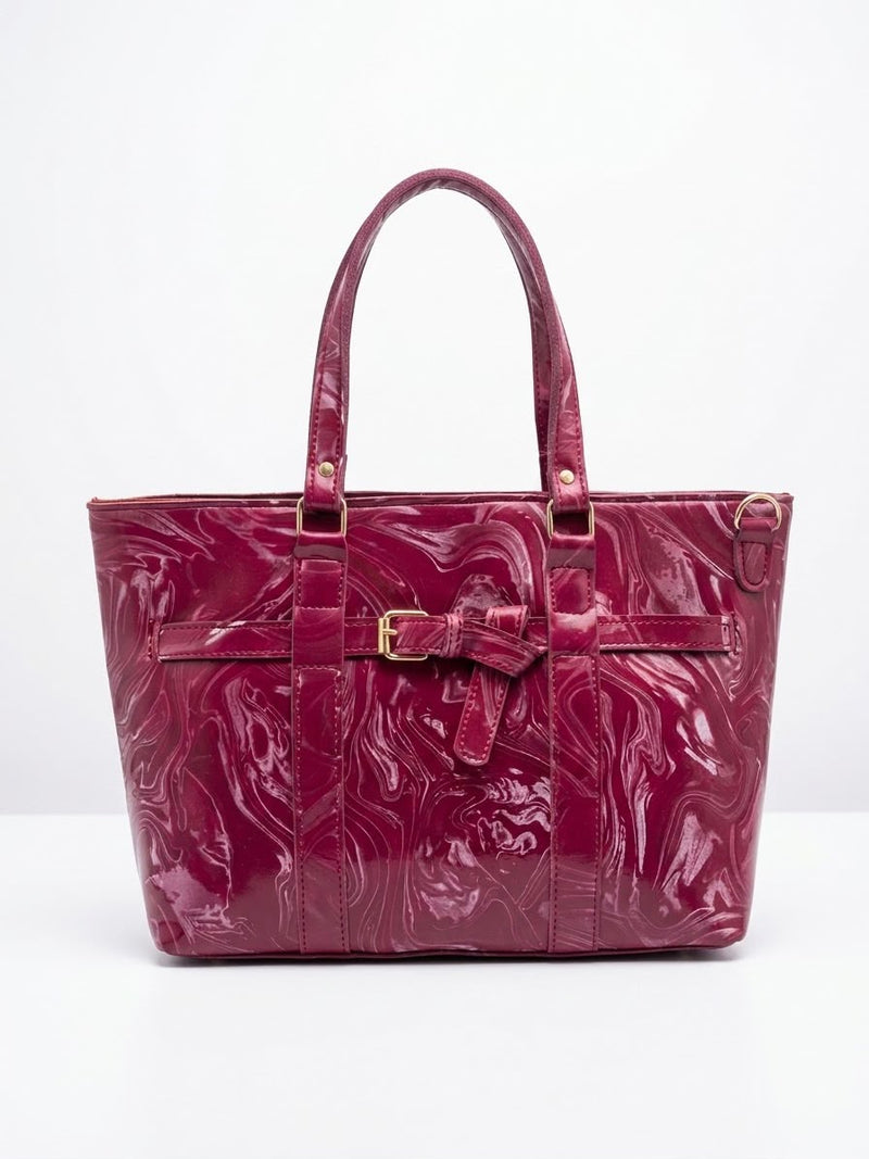 Marble Patent Leather Tote Bag