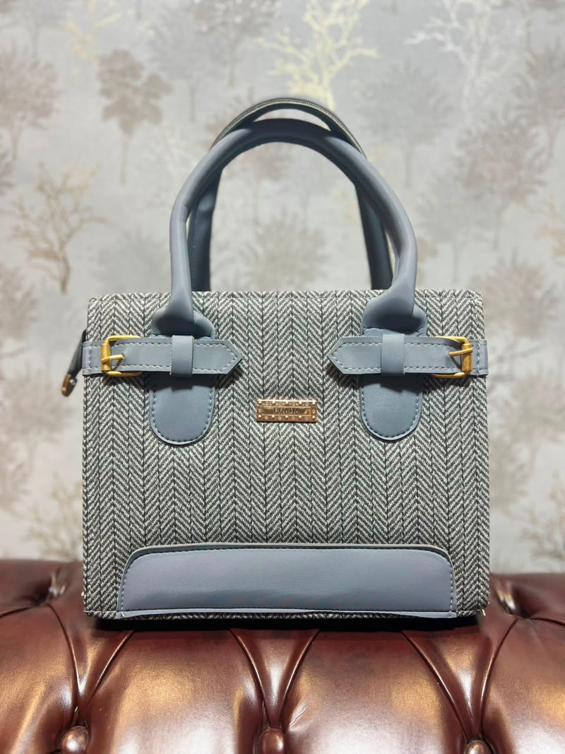 Herringbone Tweed Structured Handbag
