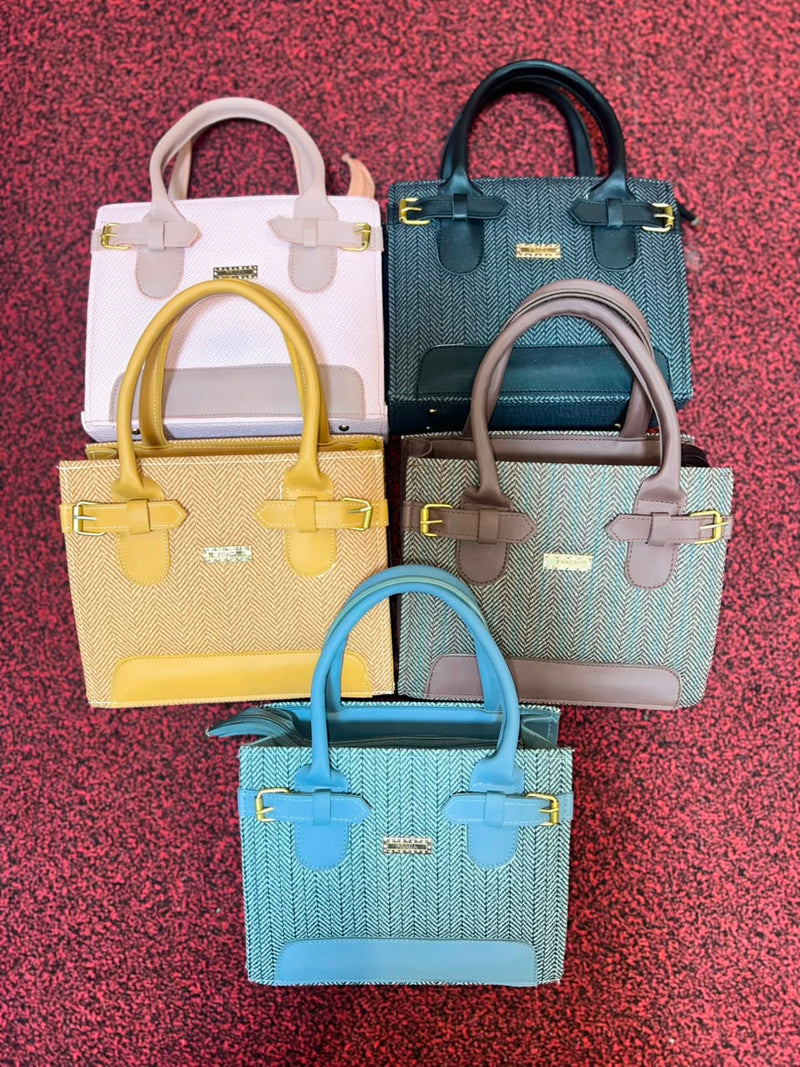 Herringbone Tweed Structured Handbag