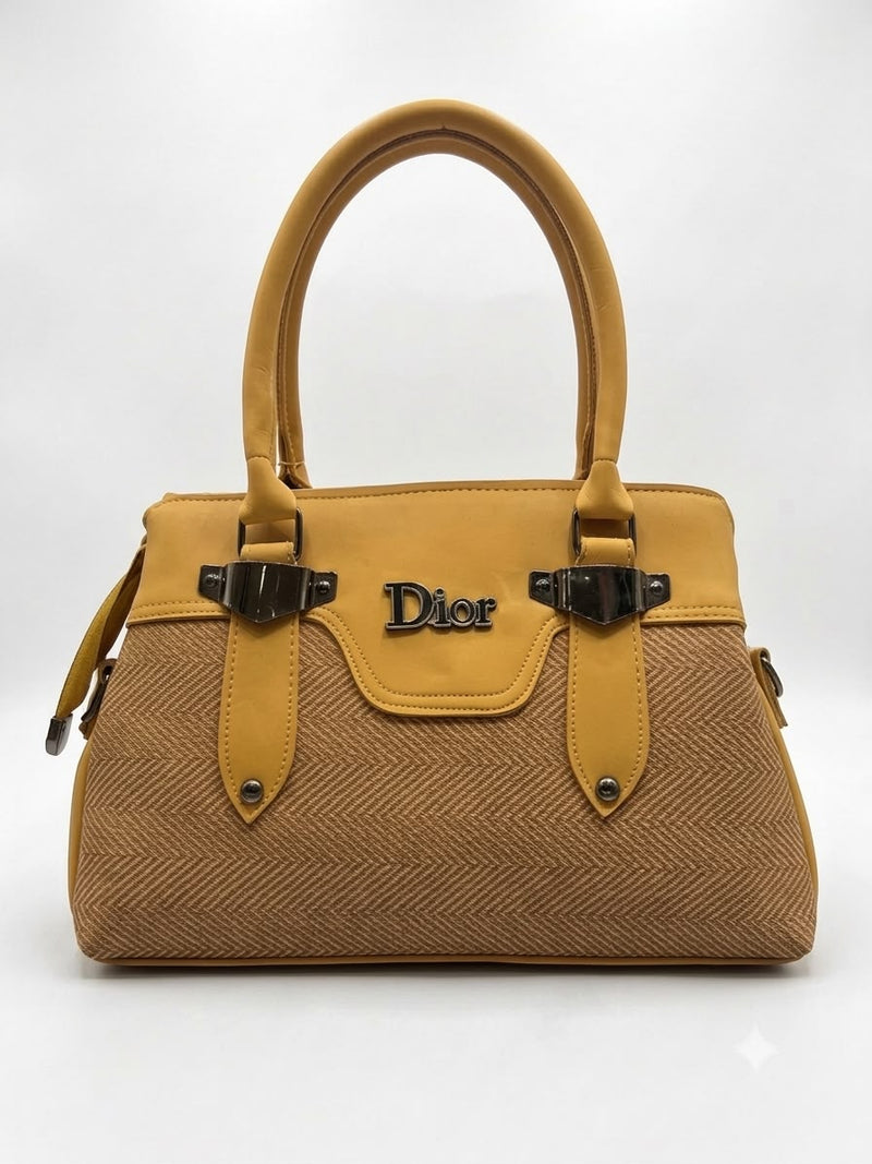 Structured Woven Shoulder Tote Bag