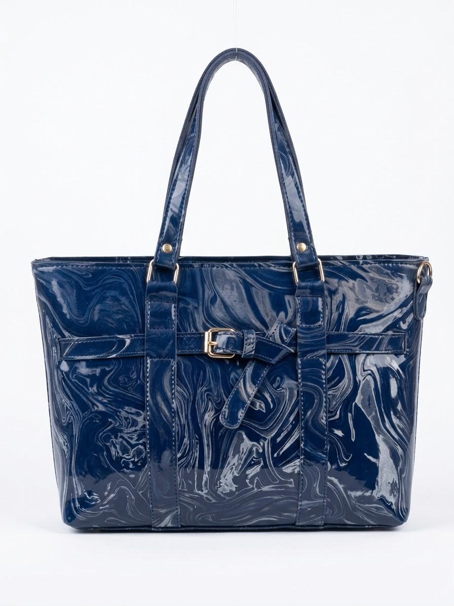 Marble Patent Leather Tote Bag - detail view