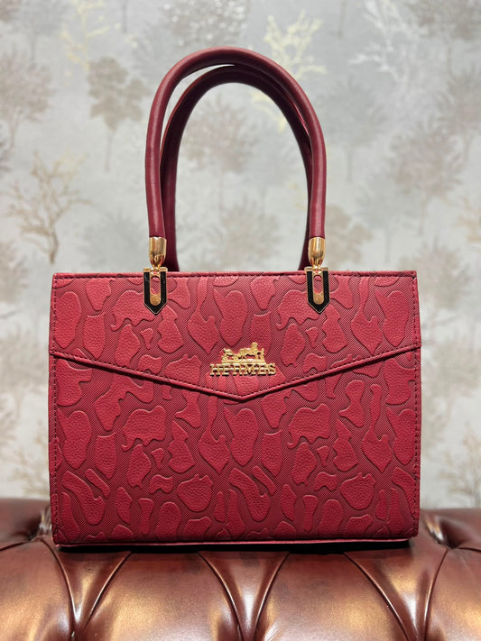 Embossed Abstract Structured Handbag - Black