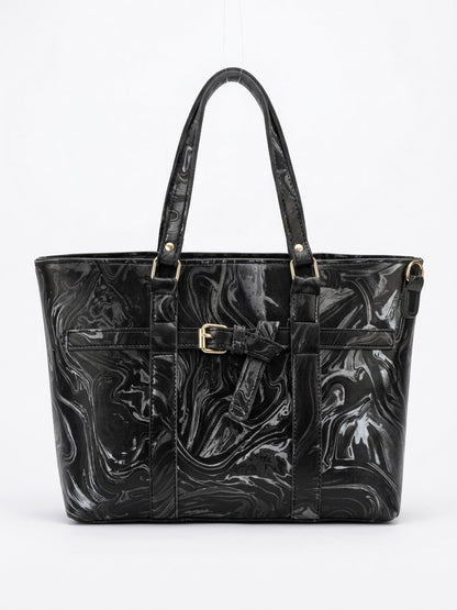 Marble Patent Leather Tote Bag - lifestyle view